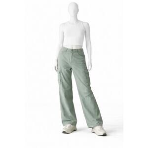 Rachel Paige Green Cargo Pants Womens XL Wide Leg Utility Stretch baggy, boho